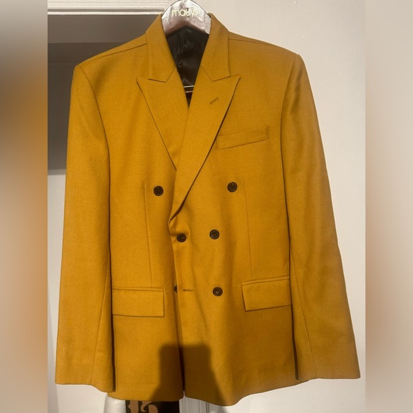 This is a mustard color men blazer. - Picture 2 of 2